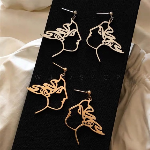 Abstract Face Girl Drop Earrings - Picture 2 of 7